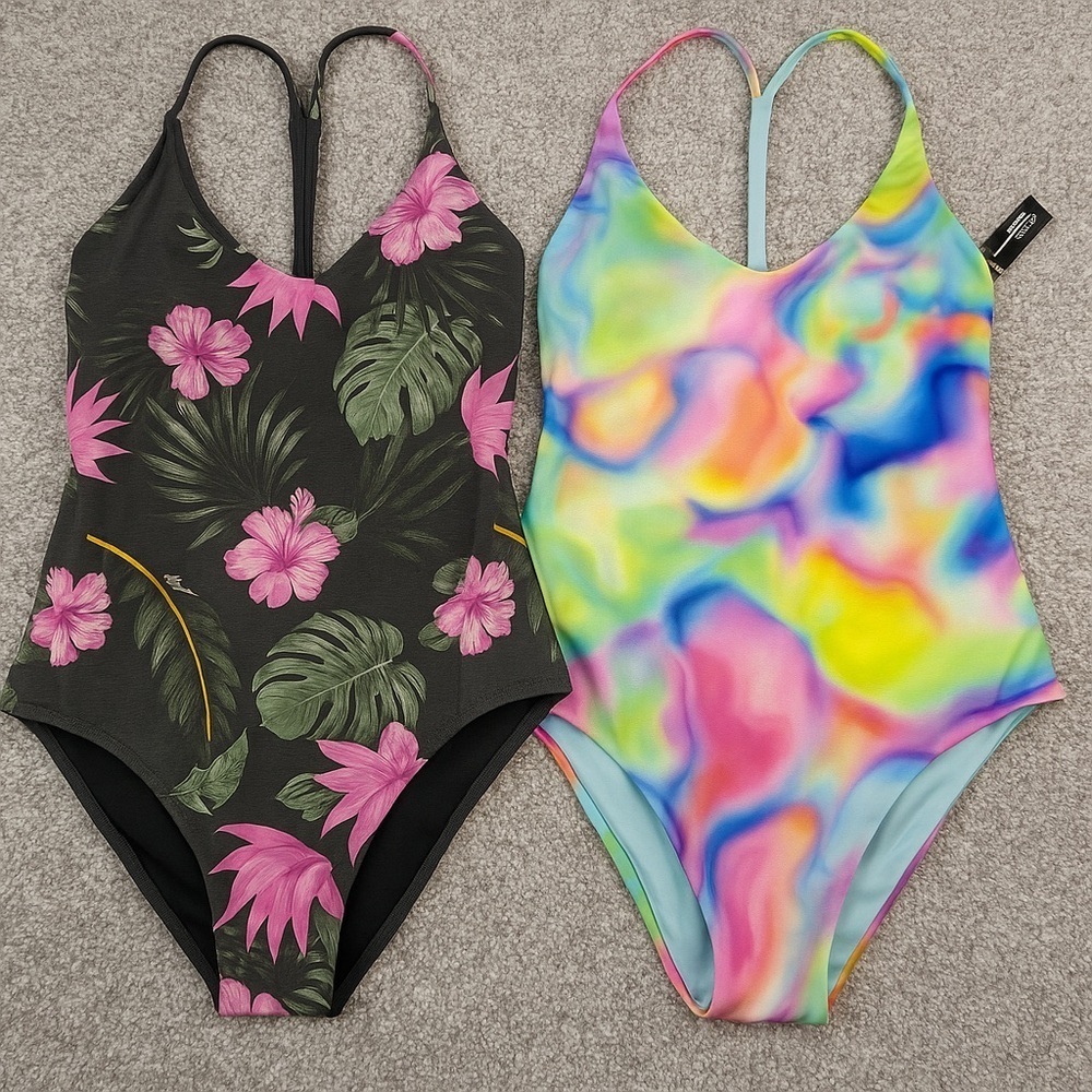 Hurley Reversible One-Piece Swimsuit Bundle Size XS (2 Swimsuits, for 4 styles)
